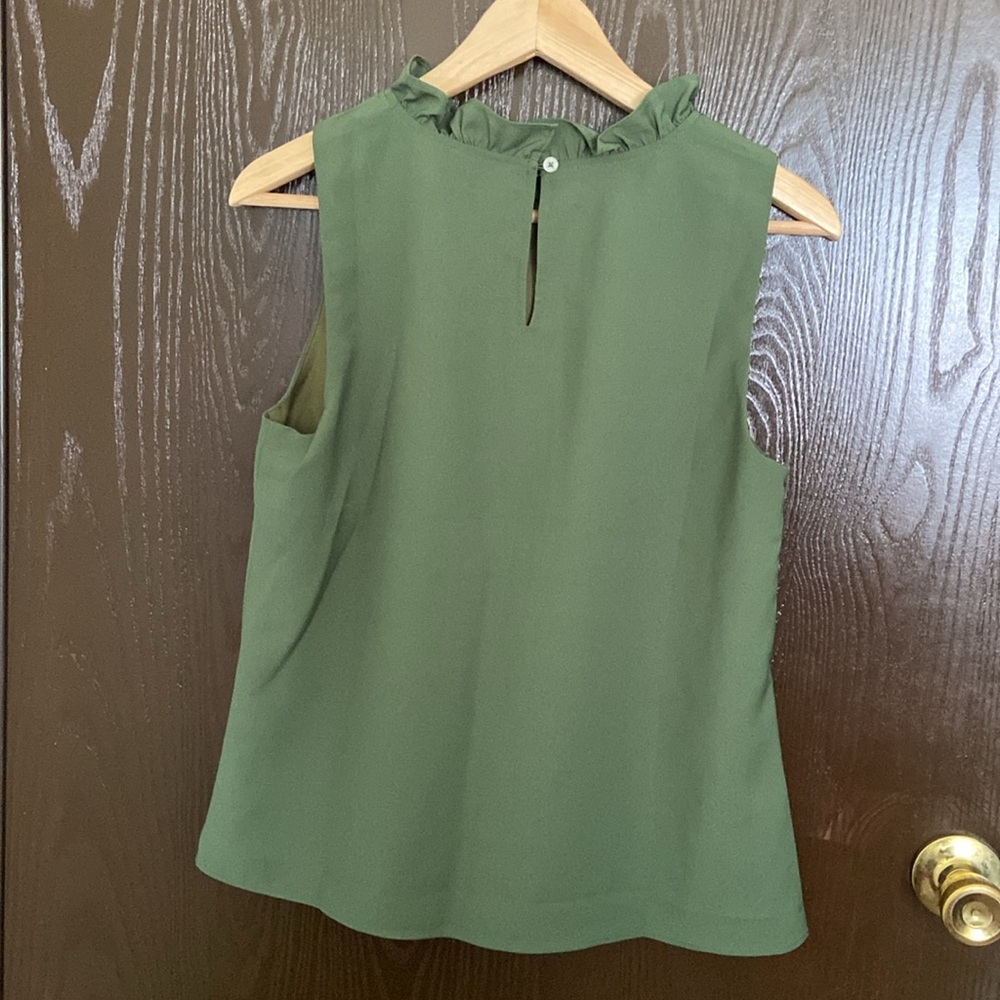 J. Crew Green Ruffled Blouse - Picture 2 of 5